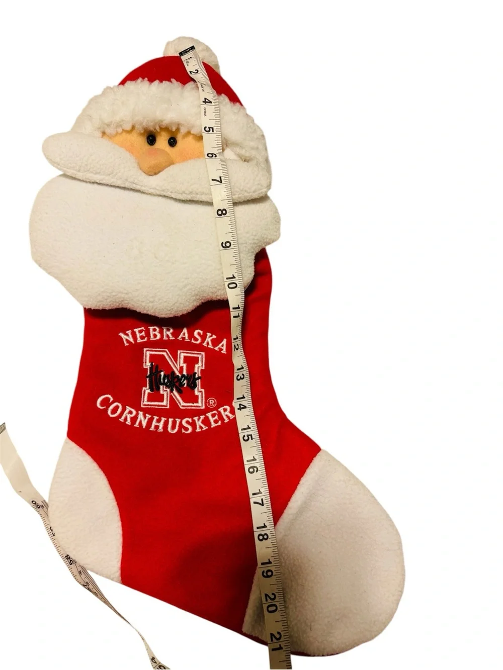 Nebraska Huskers Christmas Stocking Santa Plush With Embroidered Logo 20